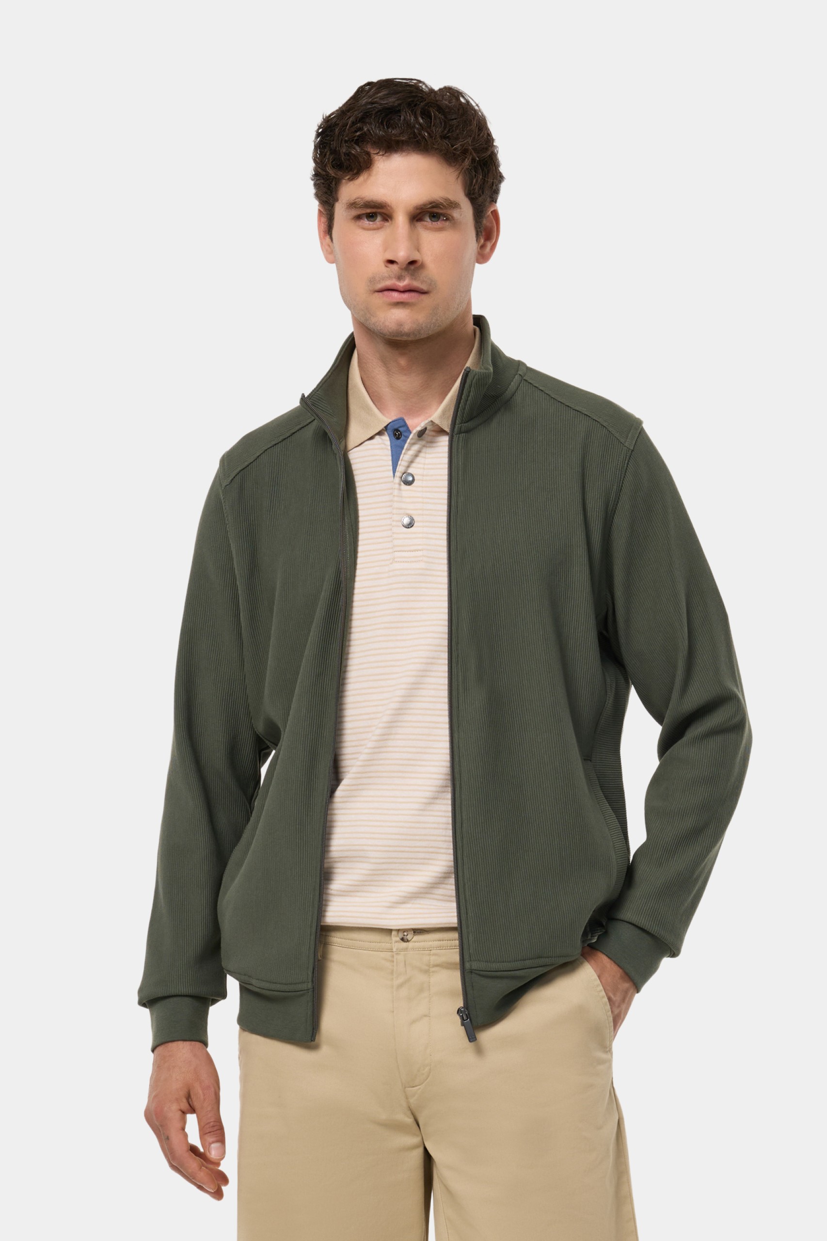 Chaqueta de punto acanalado