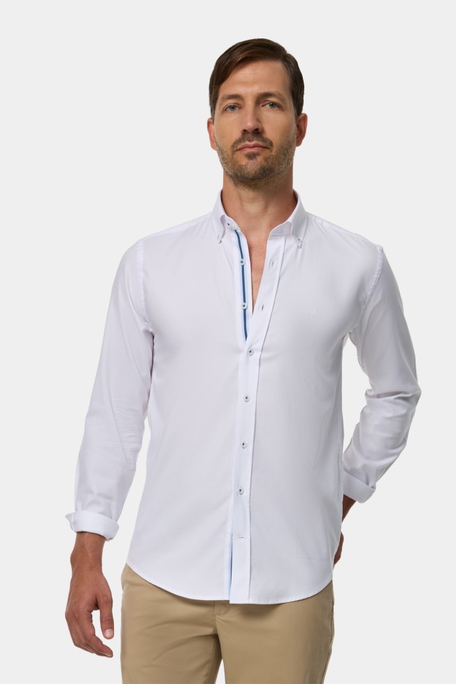 Camisa slim fit em algodo