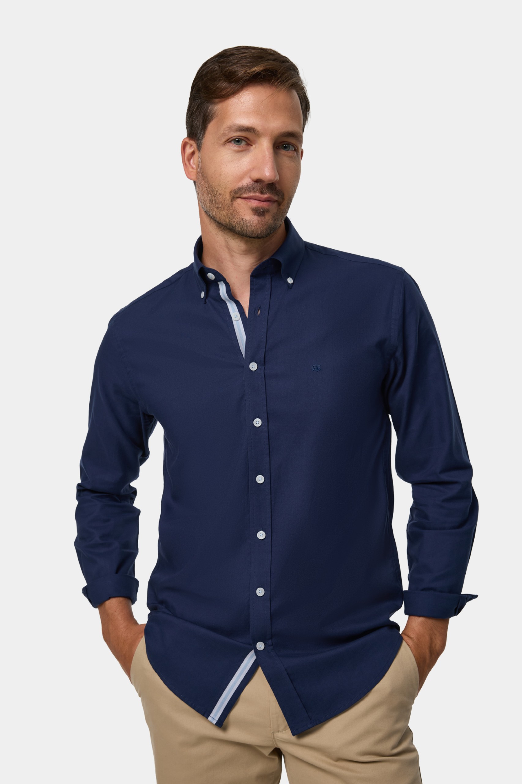 Camisa slim fit de algodón