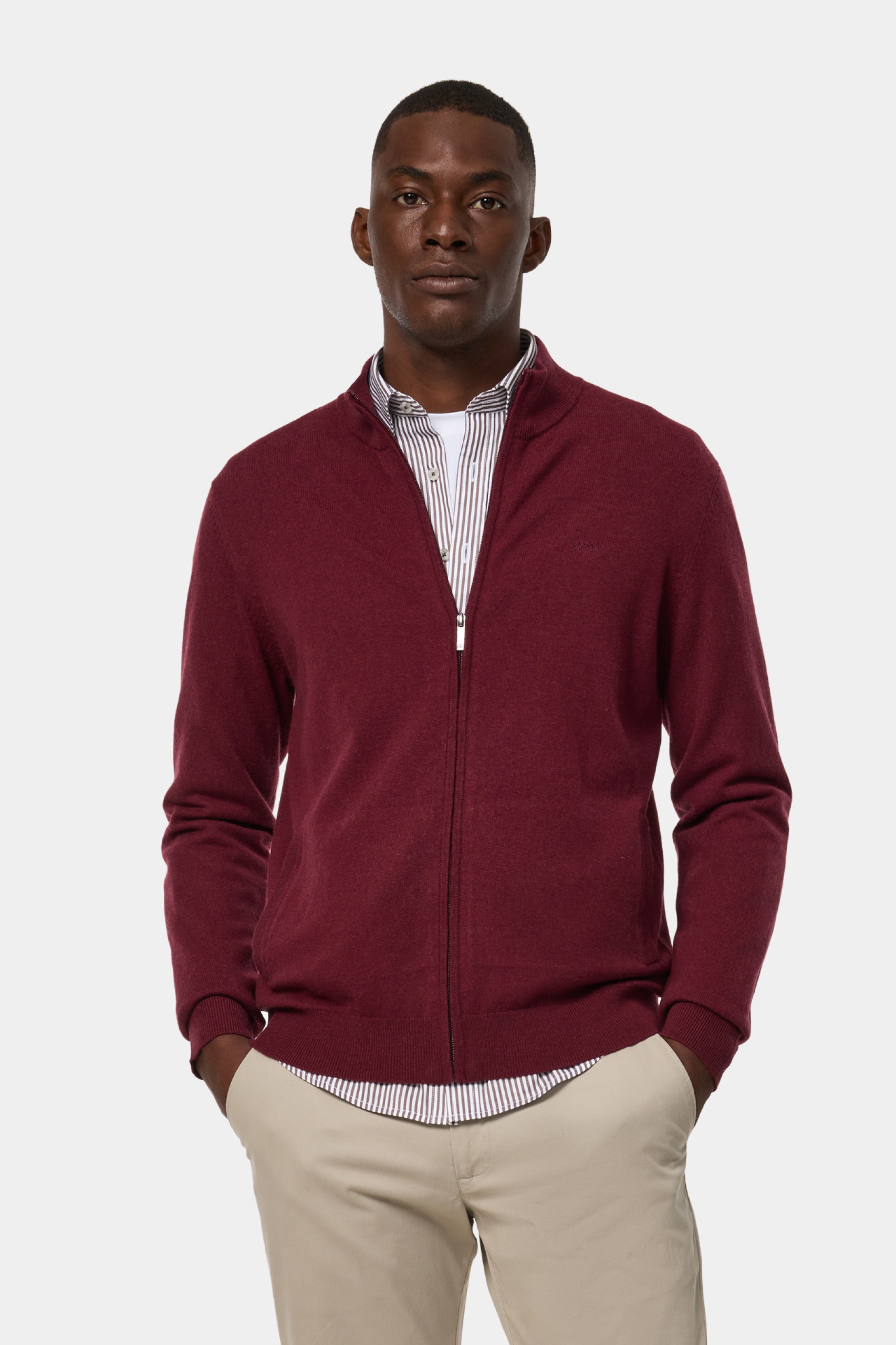 Casaco de malha em algodão e lã