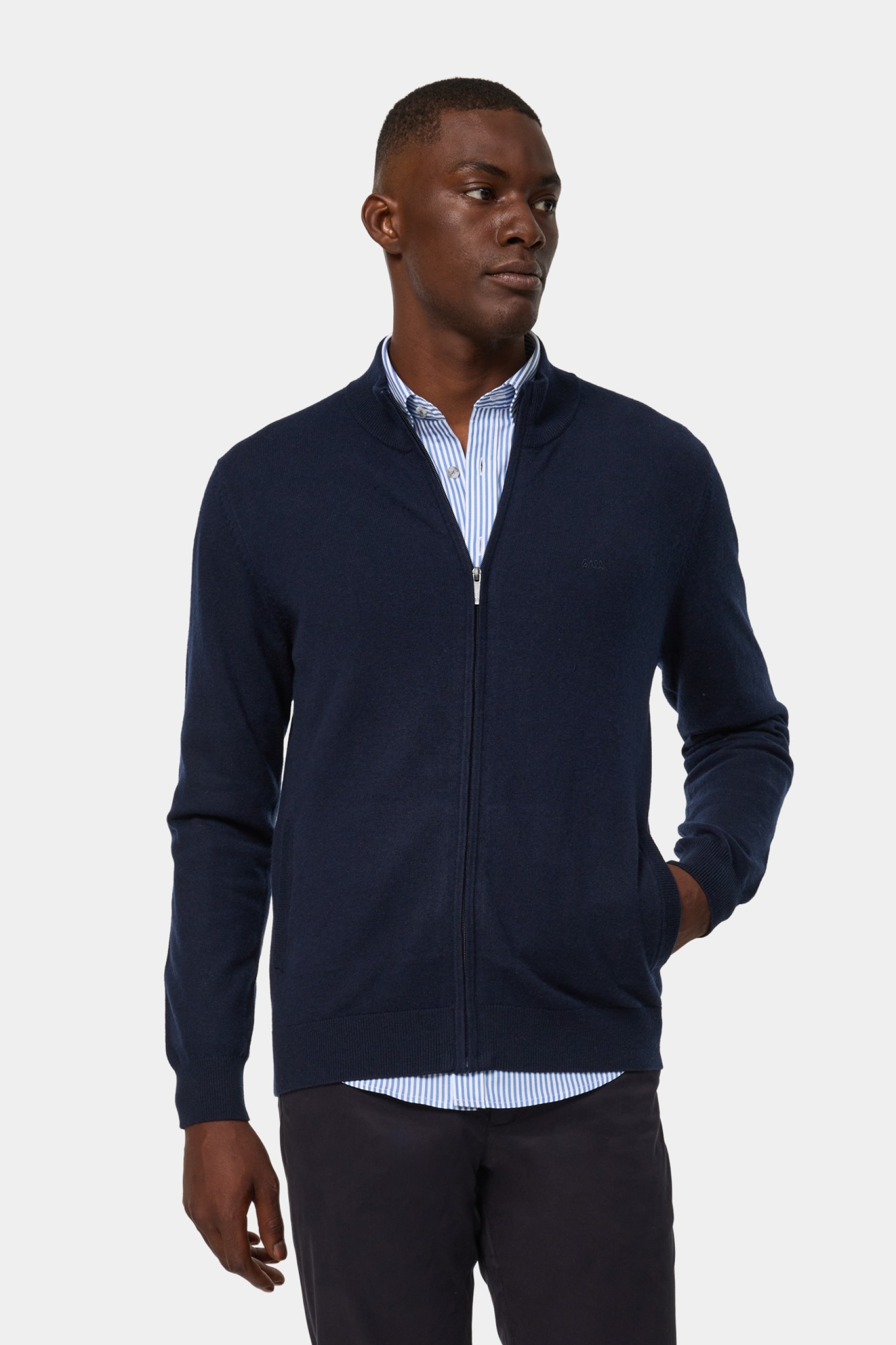 Casaco de malha em algodão e lã