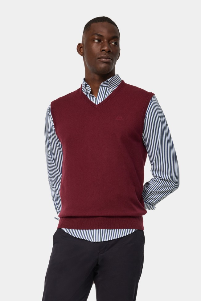 Colete com algodão e caxemira vermelho Colete com algodão e caxemira vermelho