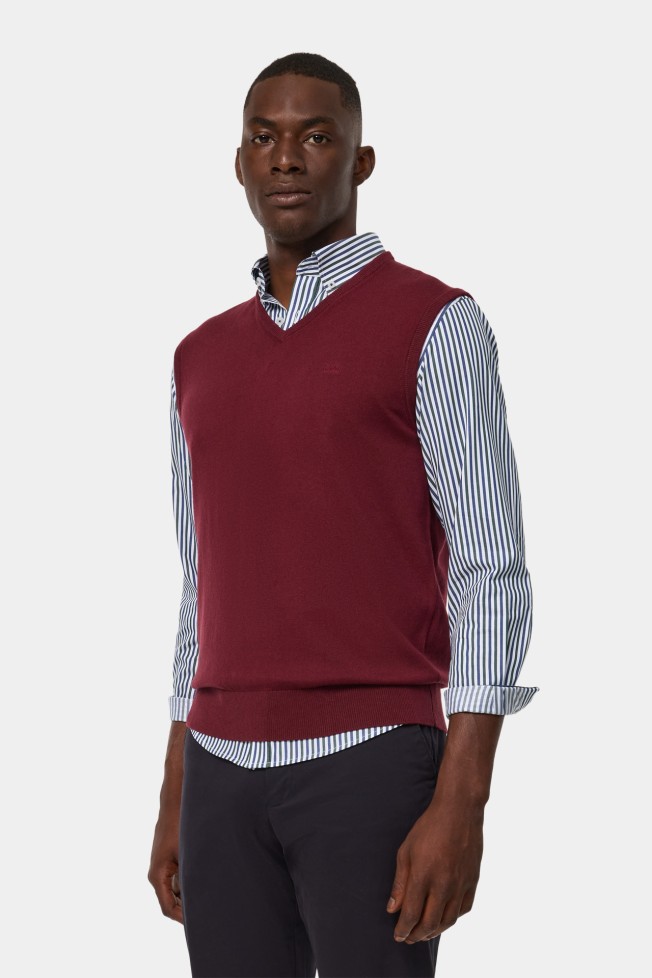 Colete com algodão e caxemira vermelho Colete com algodão e caxemira vermelho