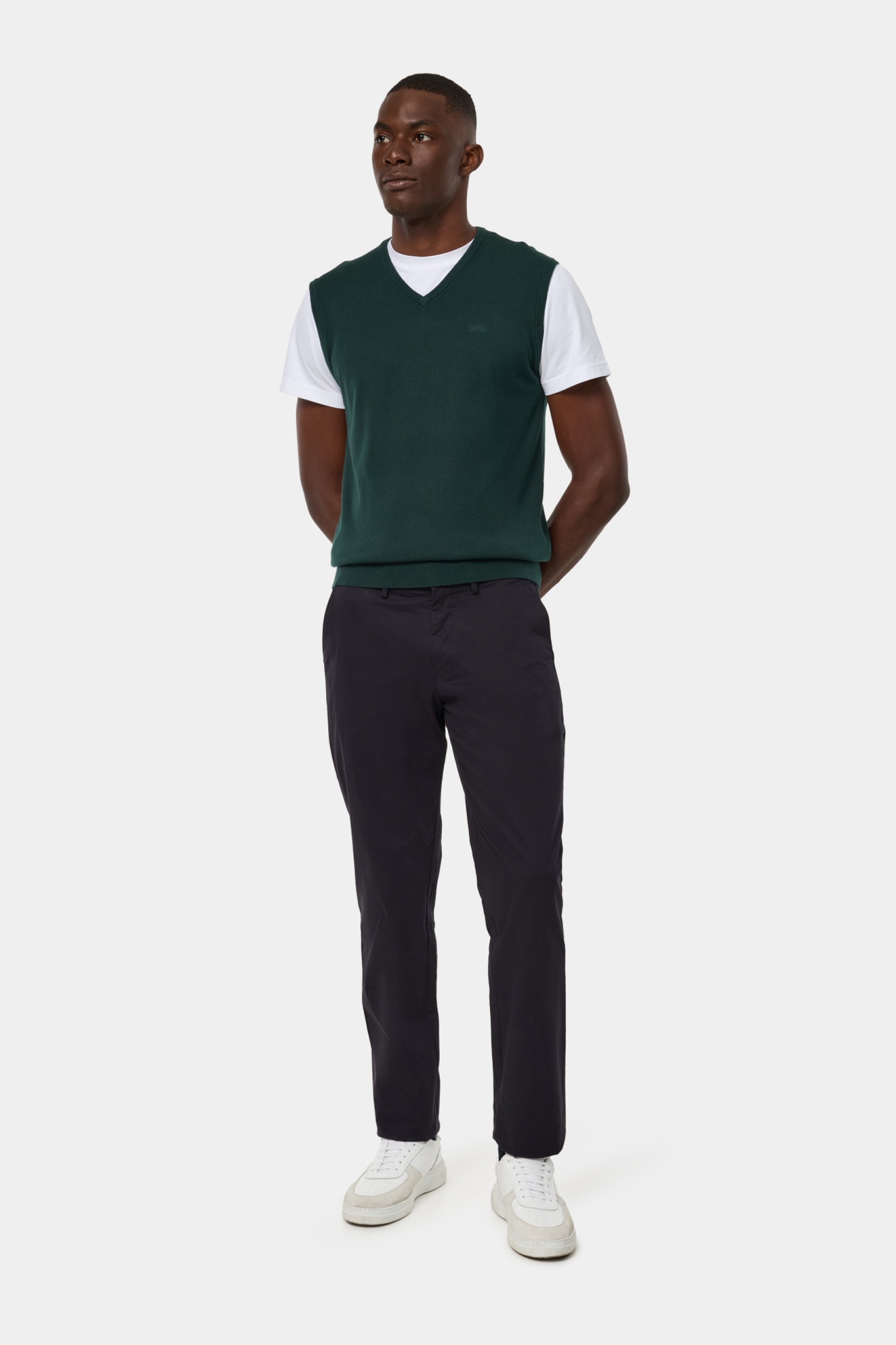 Colete com algodão e caxemira verde
