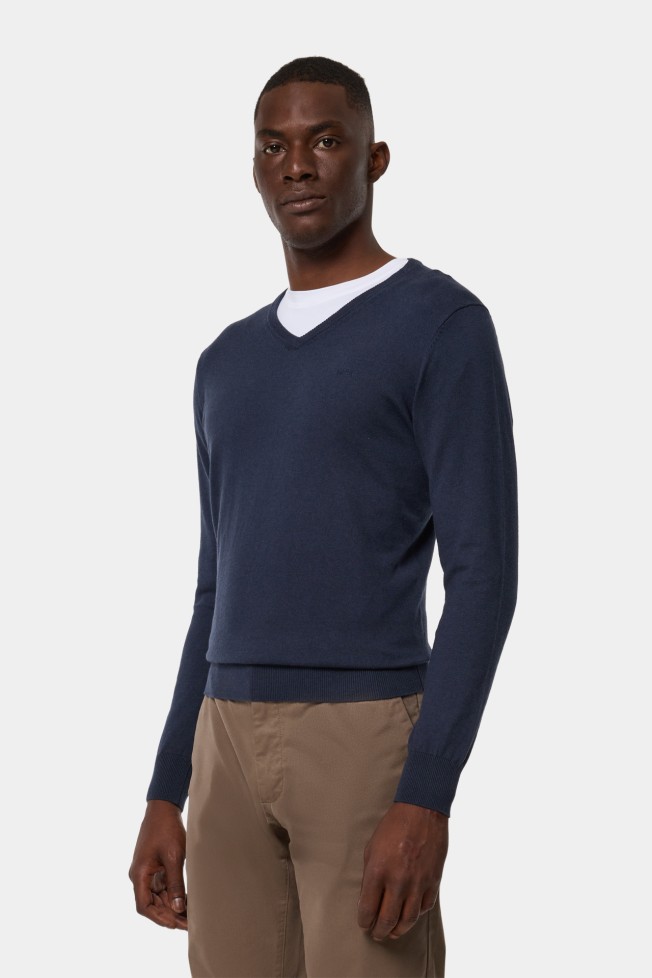 Camisola algodão e caxemira azul-marinho Camisola algodão e caxemira azul-marinho