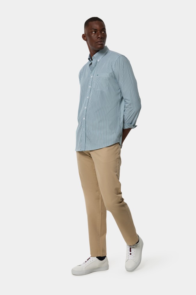 Camisa às riscas verde 100% algodão Camisa às riscas verde 100% algodão