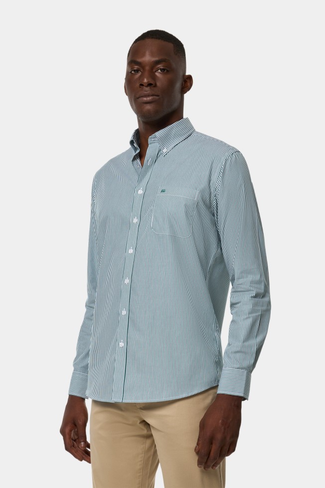 Camisa às riscas verde 100% algodão Camisa às riscas verde 100% algodão