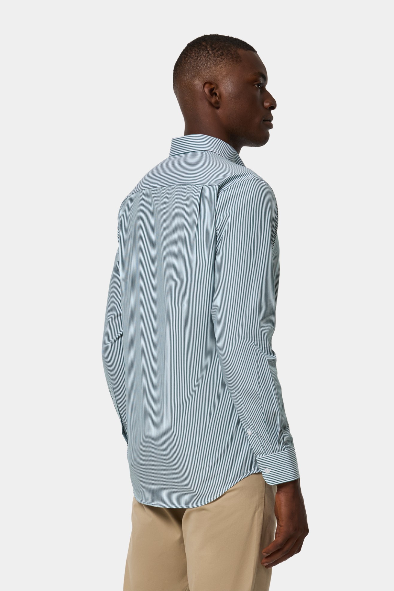 Camisa �s riscas verde 100% algod�o