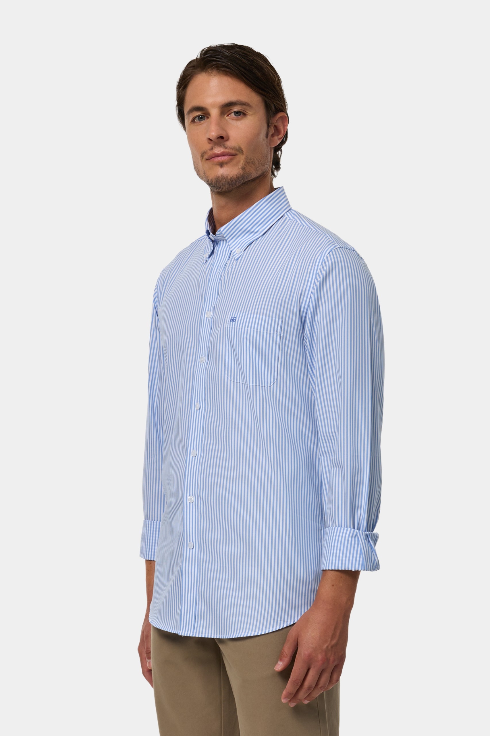 Camisa Oxford de corte ajustado en azul