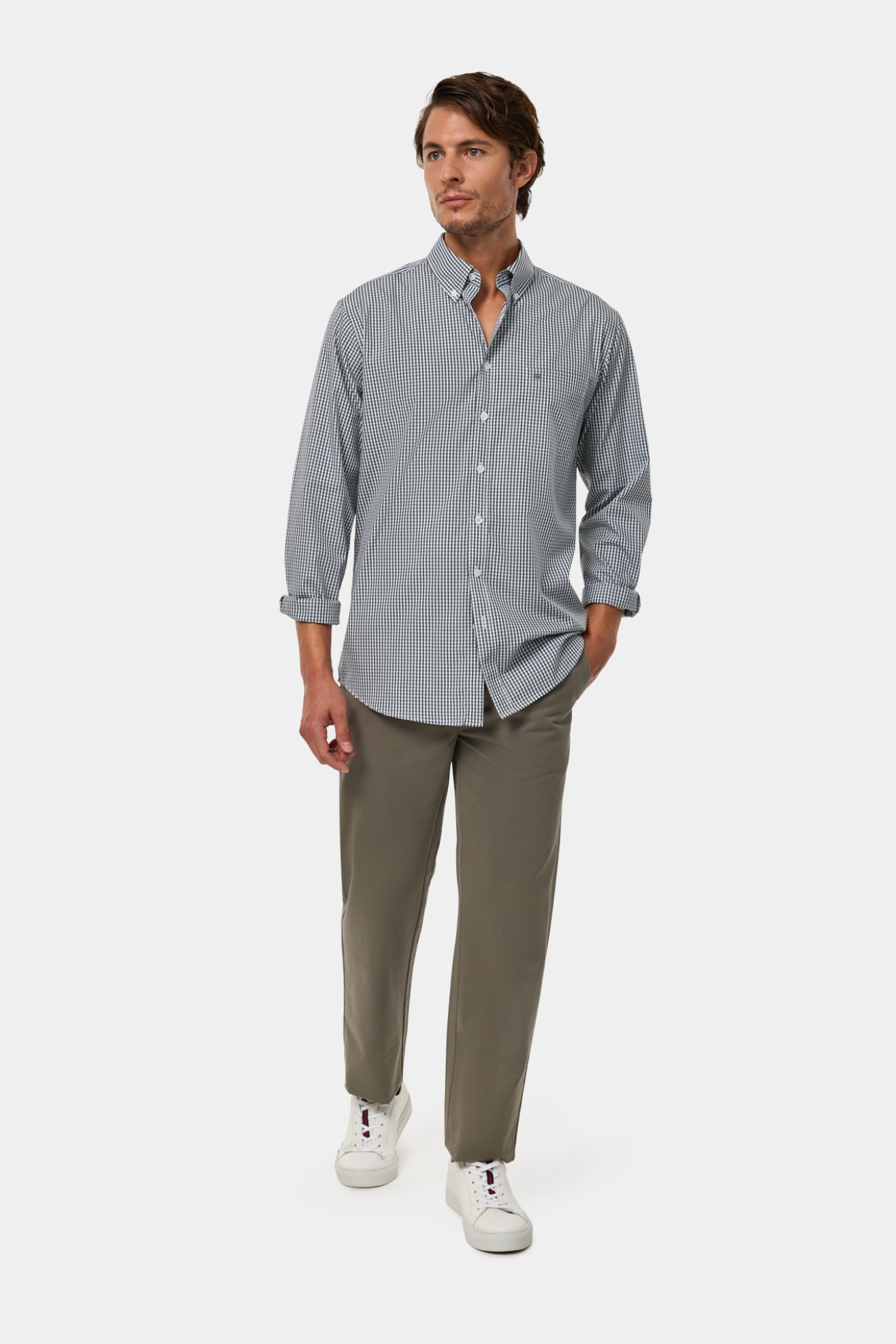 Camisa popeline regular fit em verde