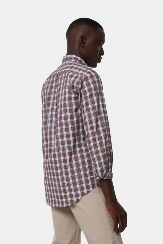 Camisa xadrez slim fit em popeline Camisa xadrez slim fit em popeline