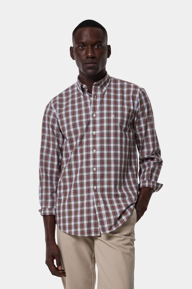 Camisa xadrez slim fit em popeline Camisa xadrez slim fit em popeline