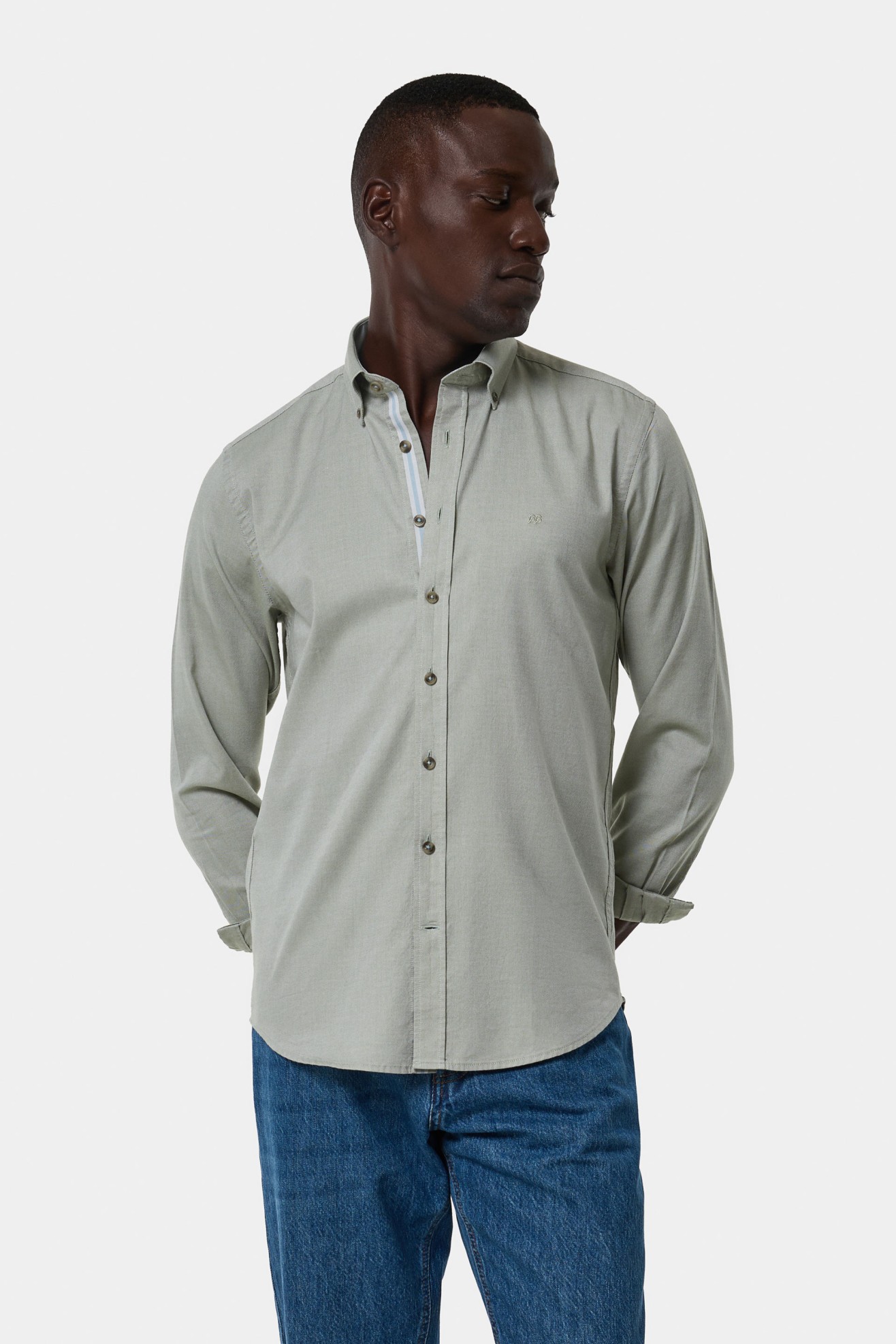 Camisa slim fit em algodo