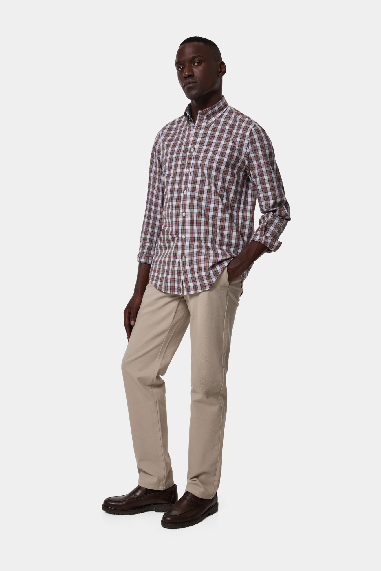 Camisa xadrez slim fit em popeline
