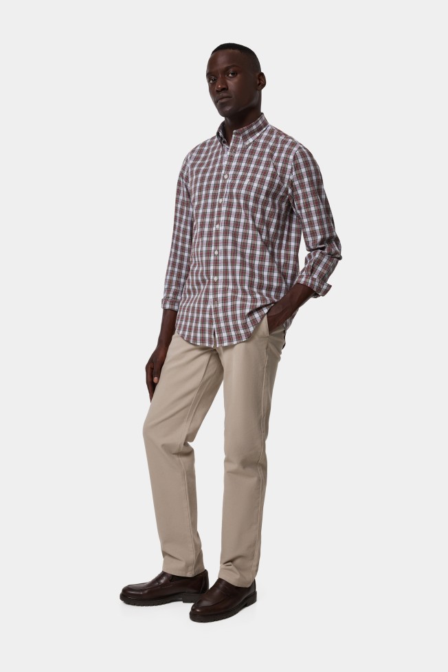 Camisa xadrez slim fit em popeline Camisa xadrez slim fit em popeline