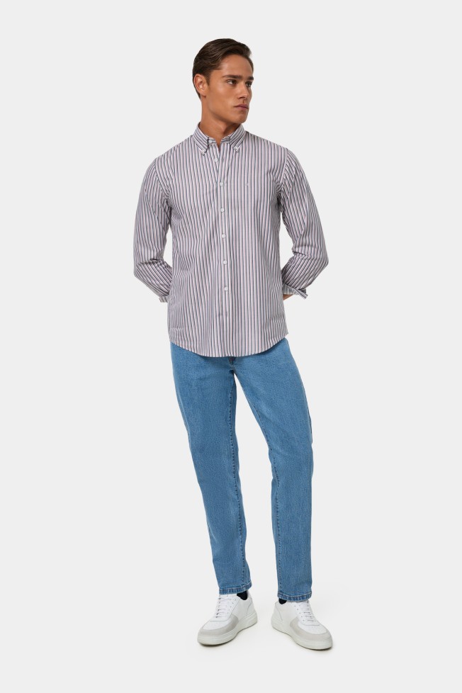 Camisa a rayas de corte regular Camisa a rayas de corte regular