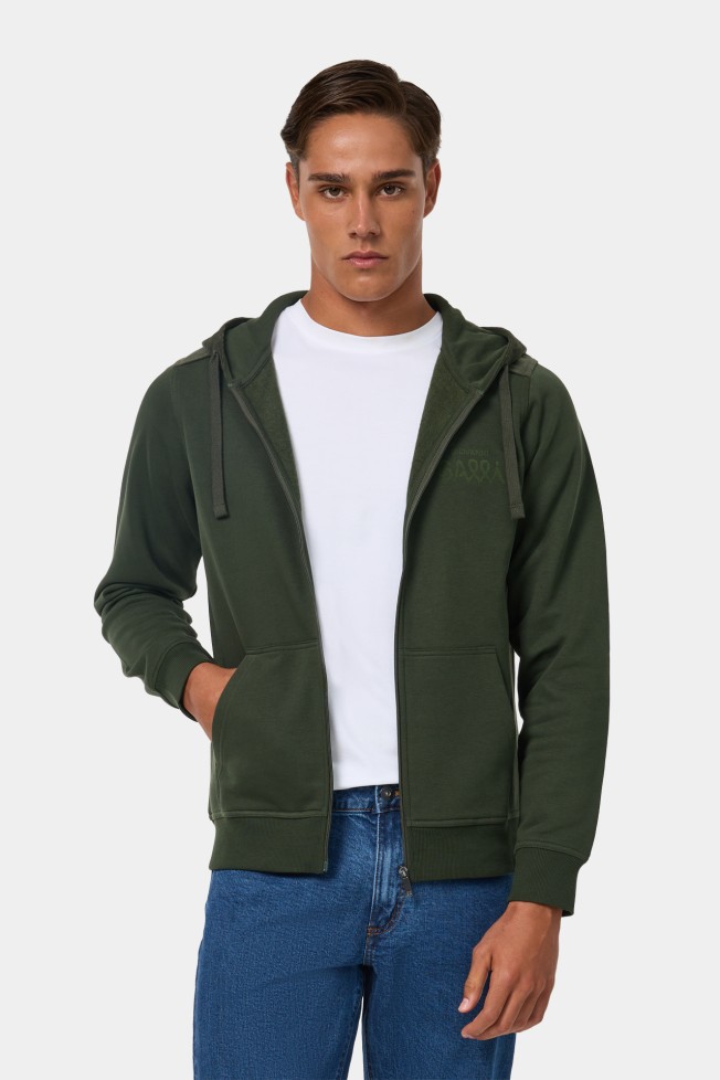 Casaco com capuz verde