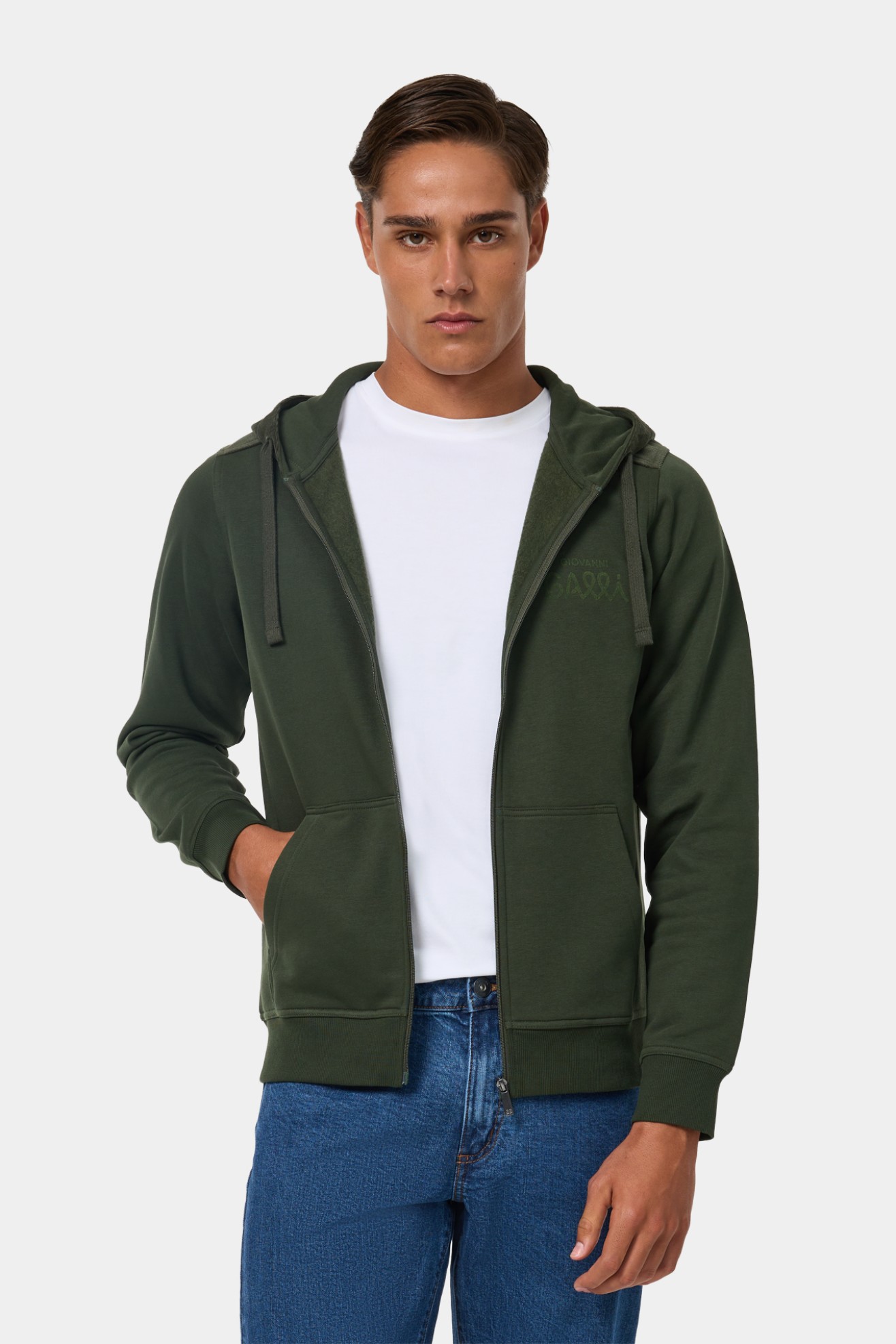 Casaco com capuz verde