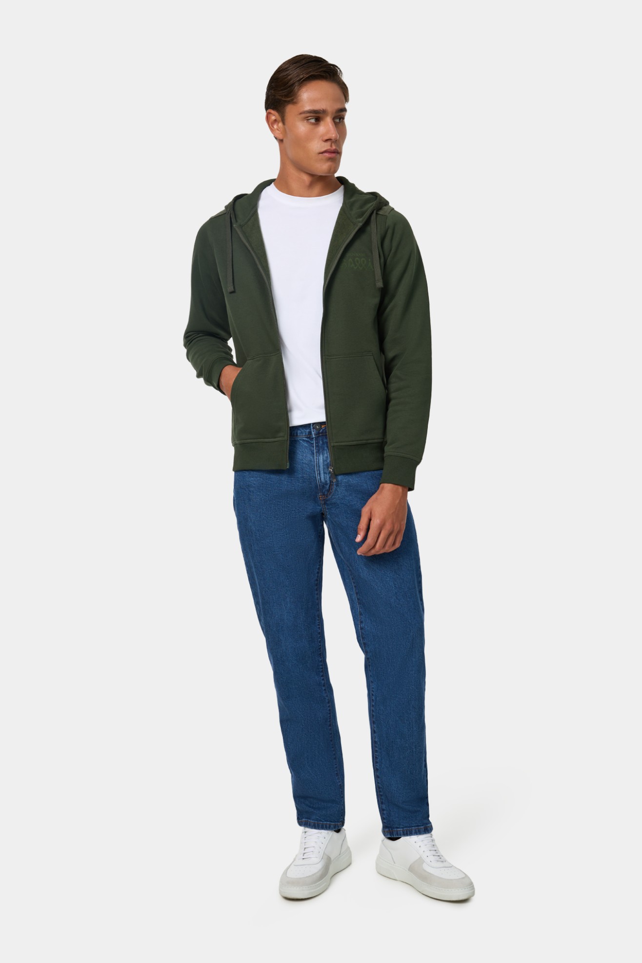 Casaco com capuz verde