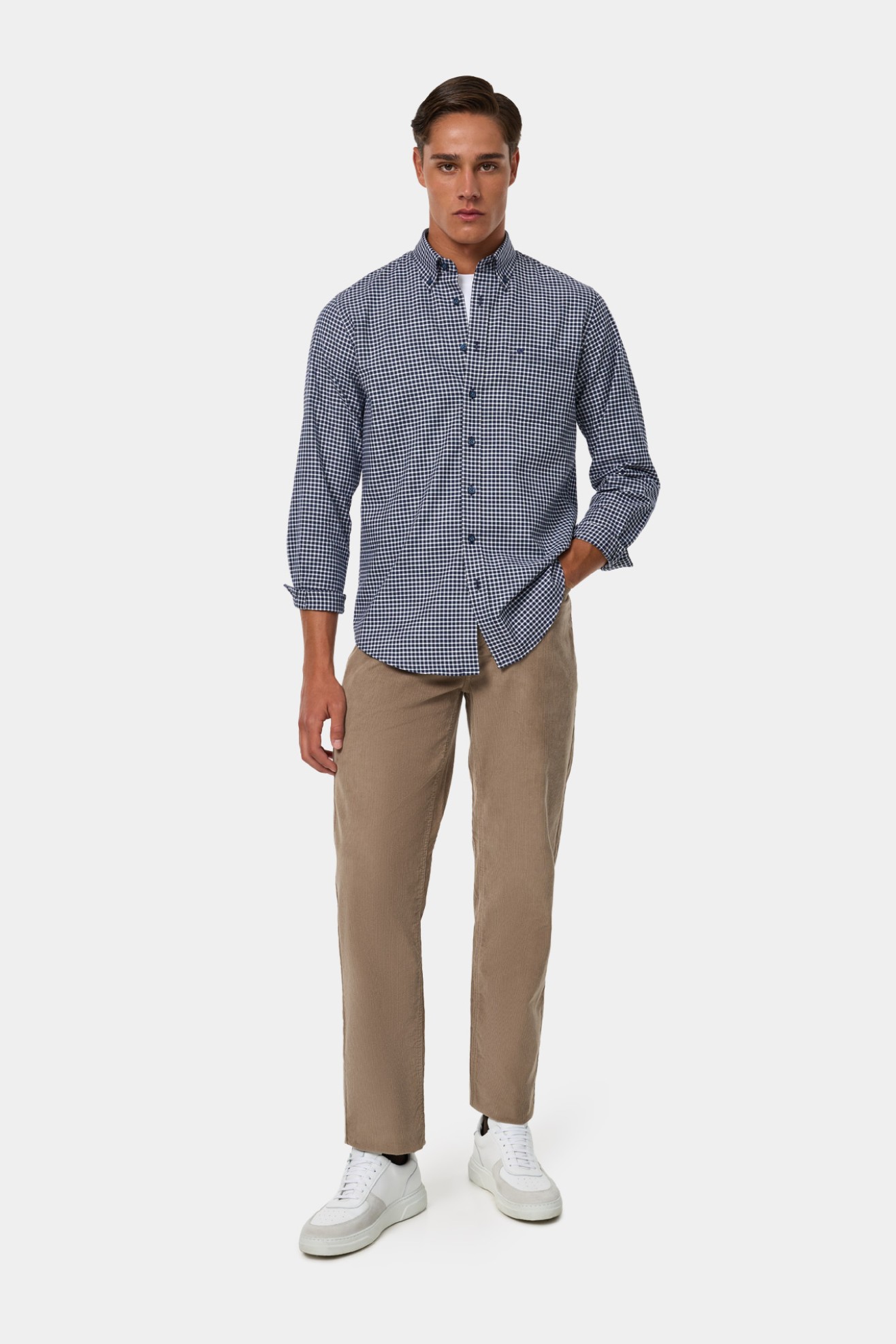 Camisa de cuadros de corte regular en algodón