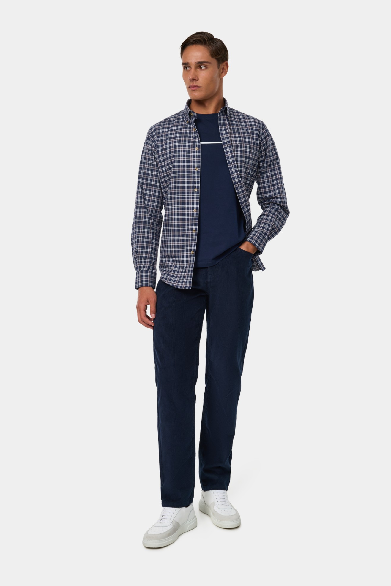 Camisa aos quadrados azul-marinho
