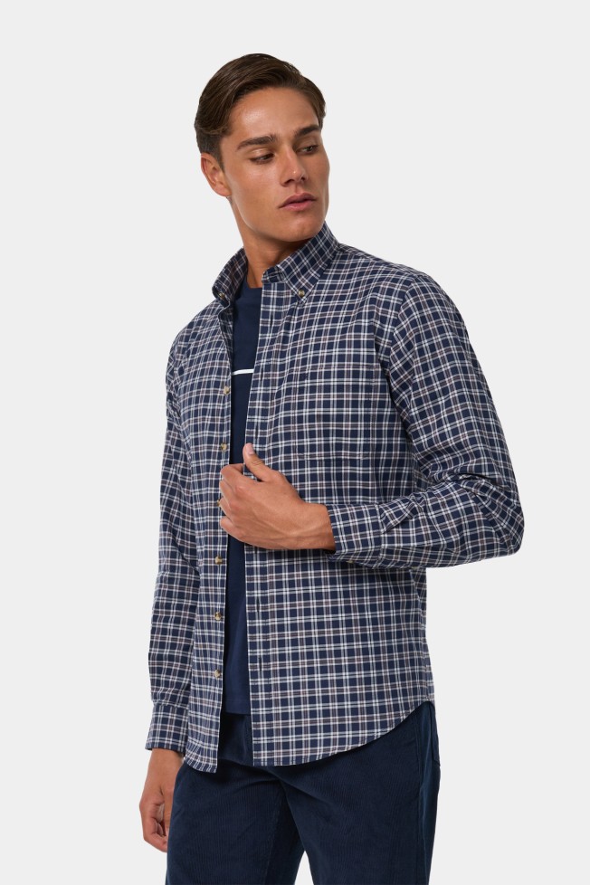 Camisa aos quadrados azul-marinho