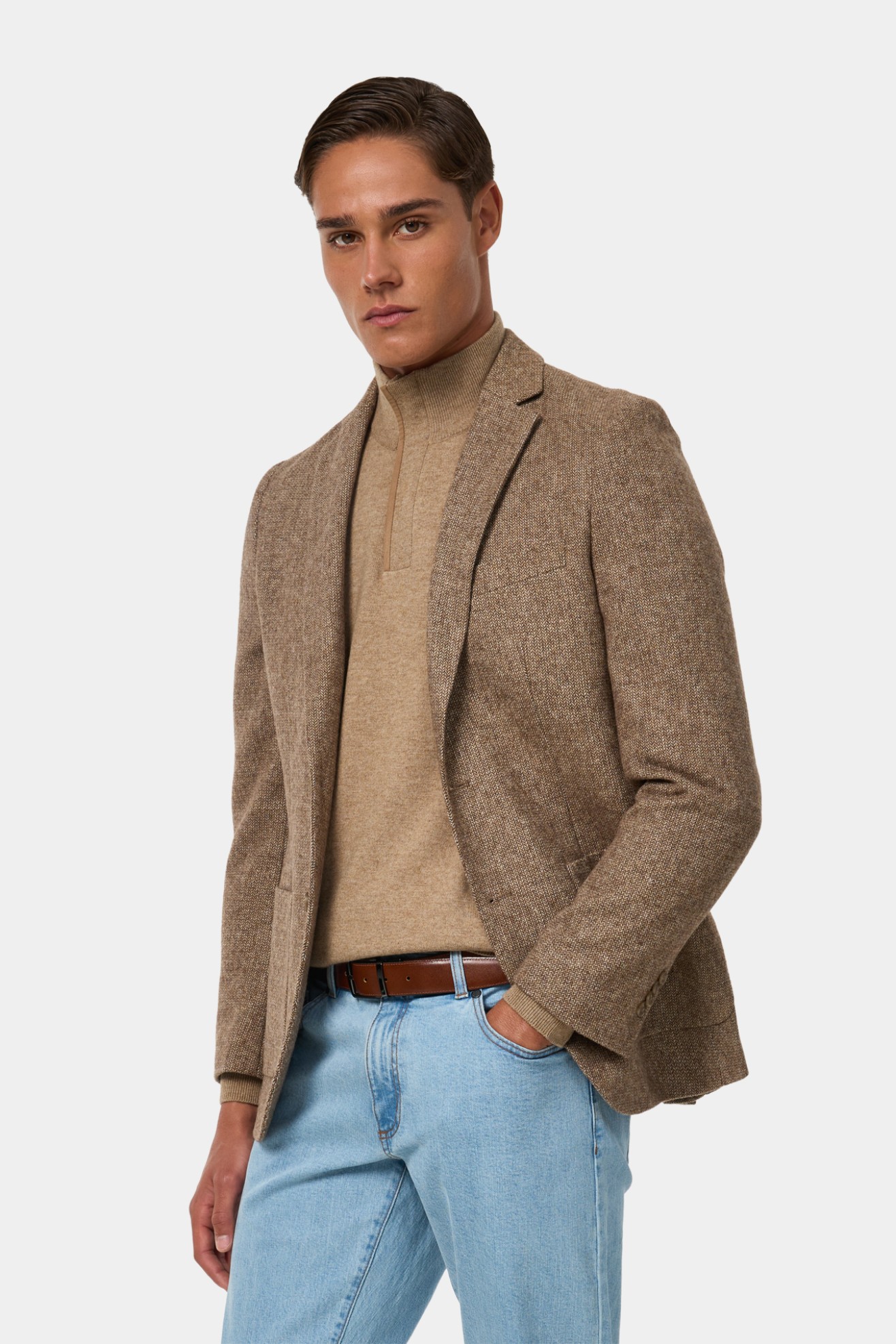 Blazer cl�ssico slim fit em bege