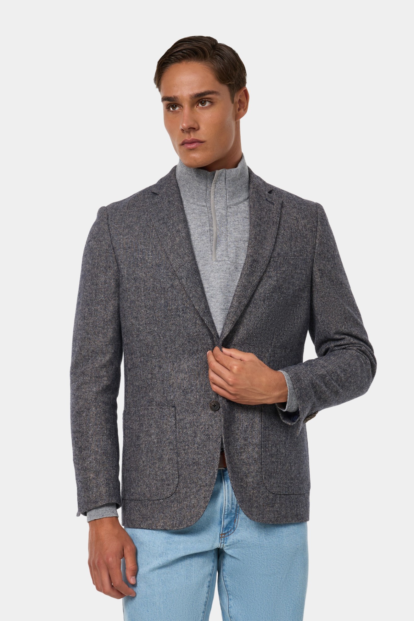 Blazer cl�ssico slim fit em azul-marinho