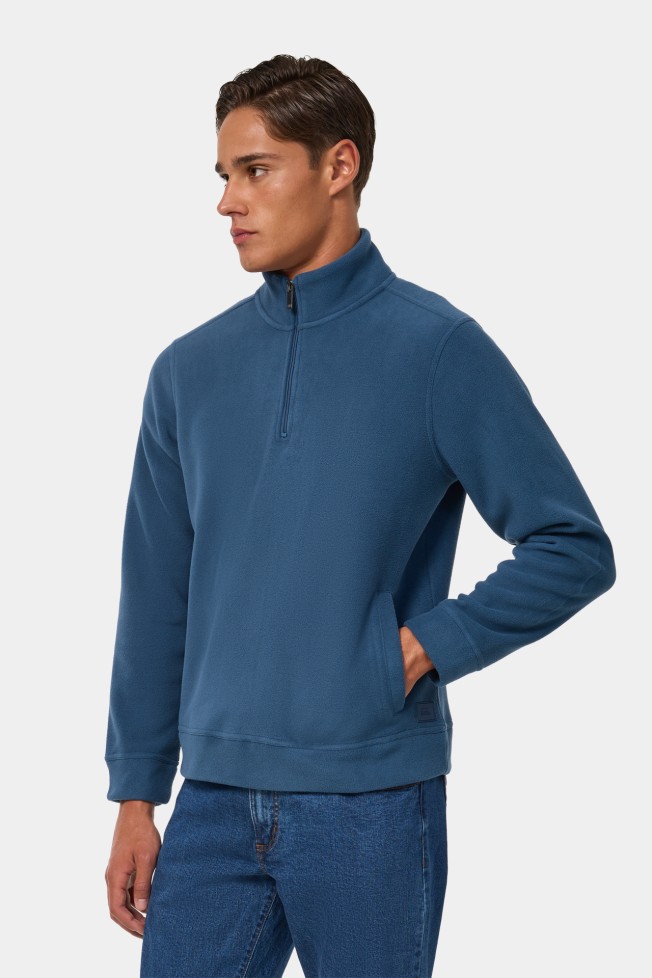 Camisola gola alta com fecho em azul