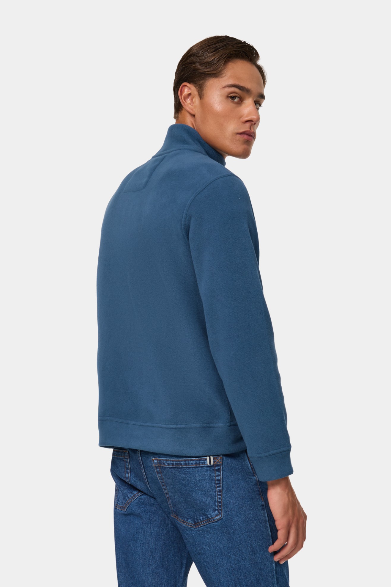 Camisola gola alta com fecho em azul