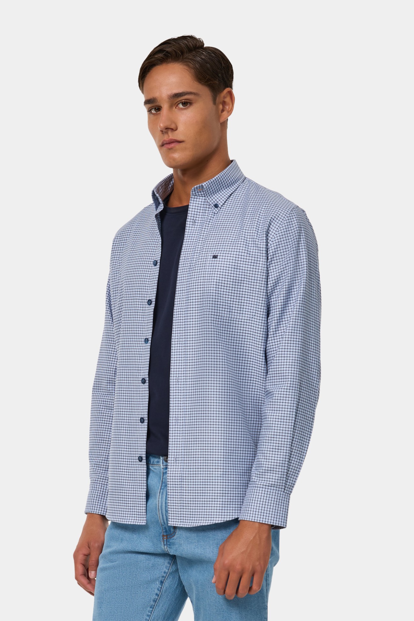 Camisa aos quadrados regular fit azul