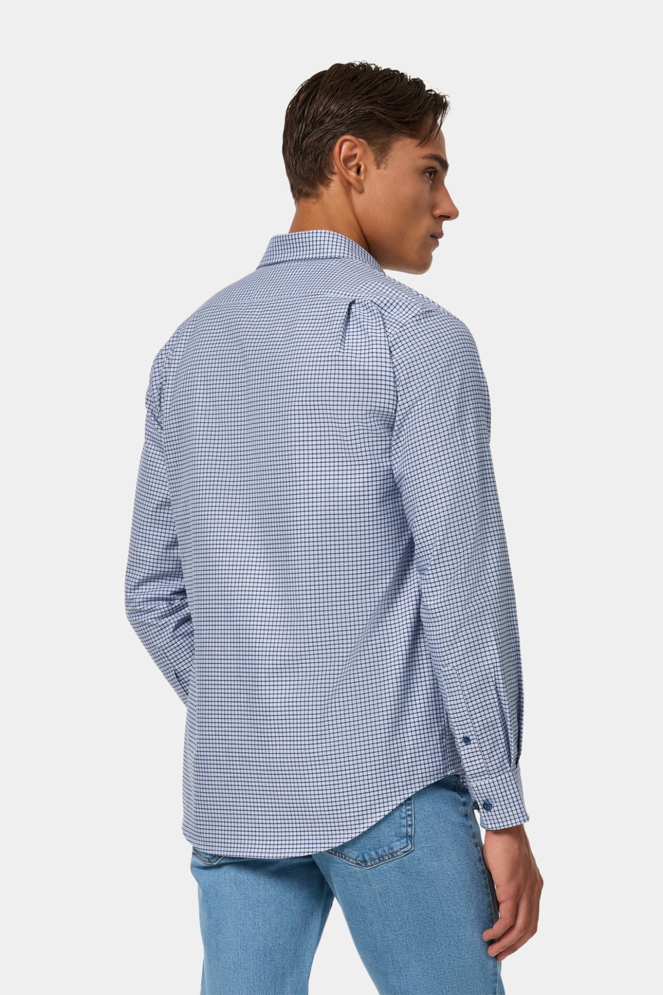 Camisa aos quadrados regular fit azul