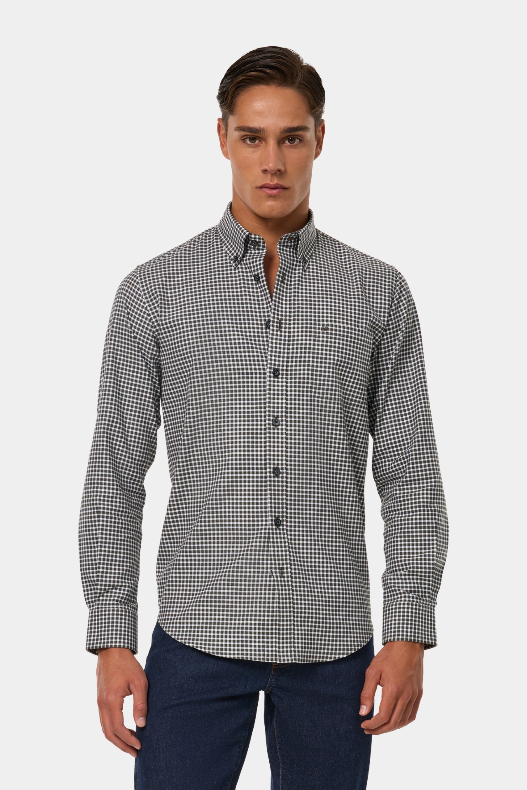 Camisa de cuadros de corte regular en algodón