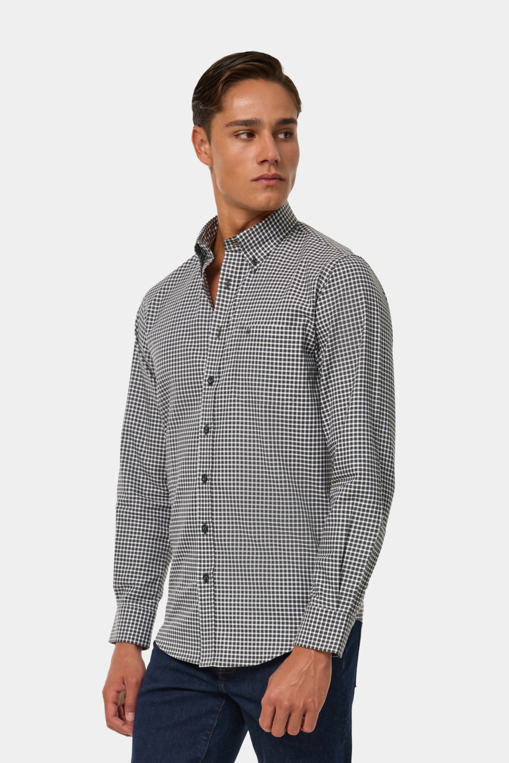 Camisa de cuadros de corte regular en algodón