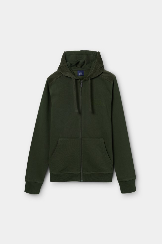 Casaco com capuz verde