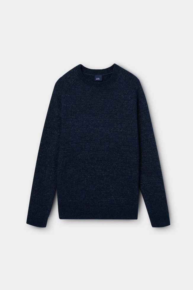 Camisola de malha tricotada em azul Camisola de malha tricotada em azul