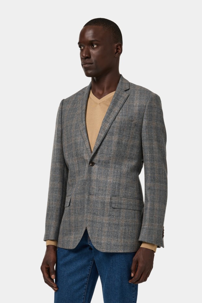 Blazer xadrez regular fit em lã Blazer xadrez regular fit em lã