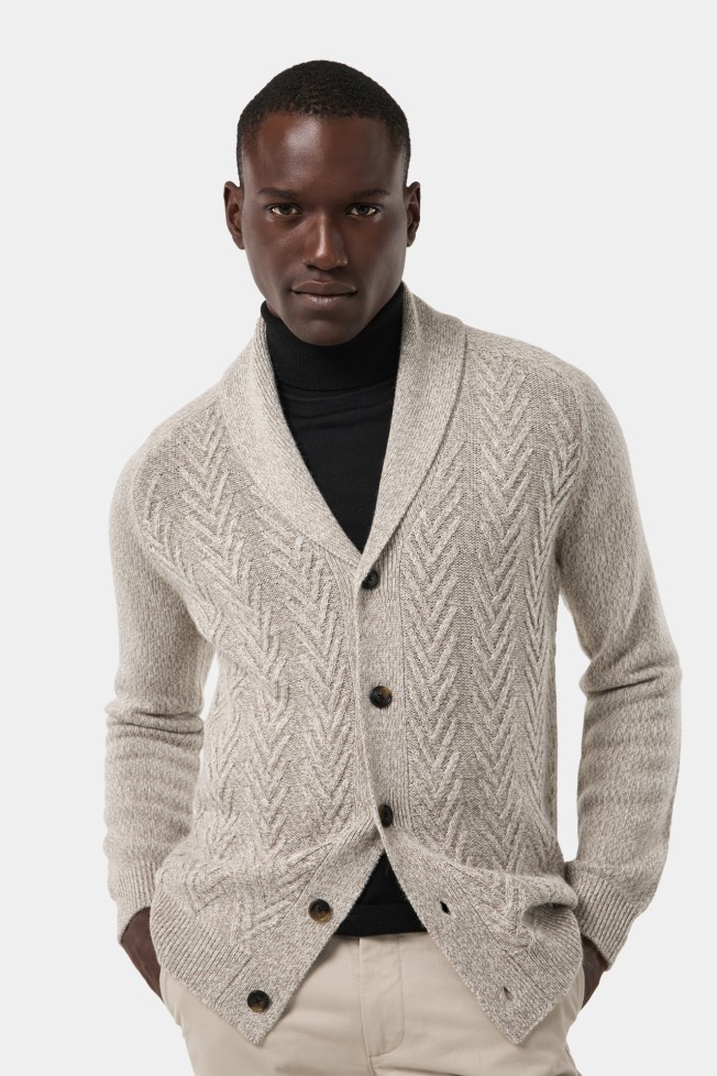 Chaqueta de punto con cuello chal Chaqueta de punto con cuello chal