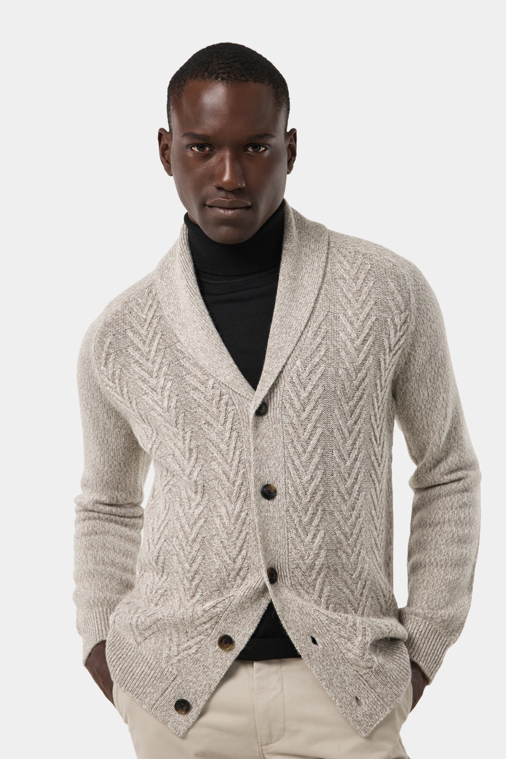 Chaqueta de punto con cuello chal