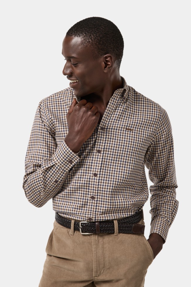 Camisa xadrez slim fit com algodão e lyocell Camisa xadrez slim fit com algodão e lyocell