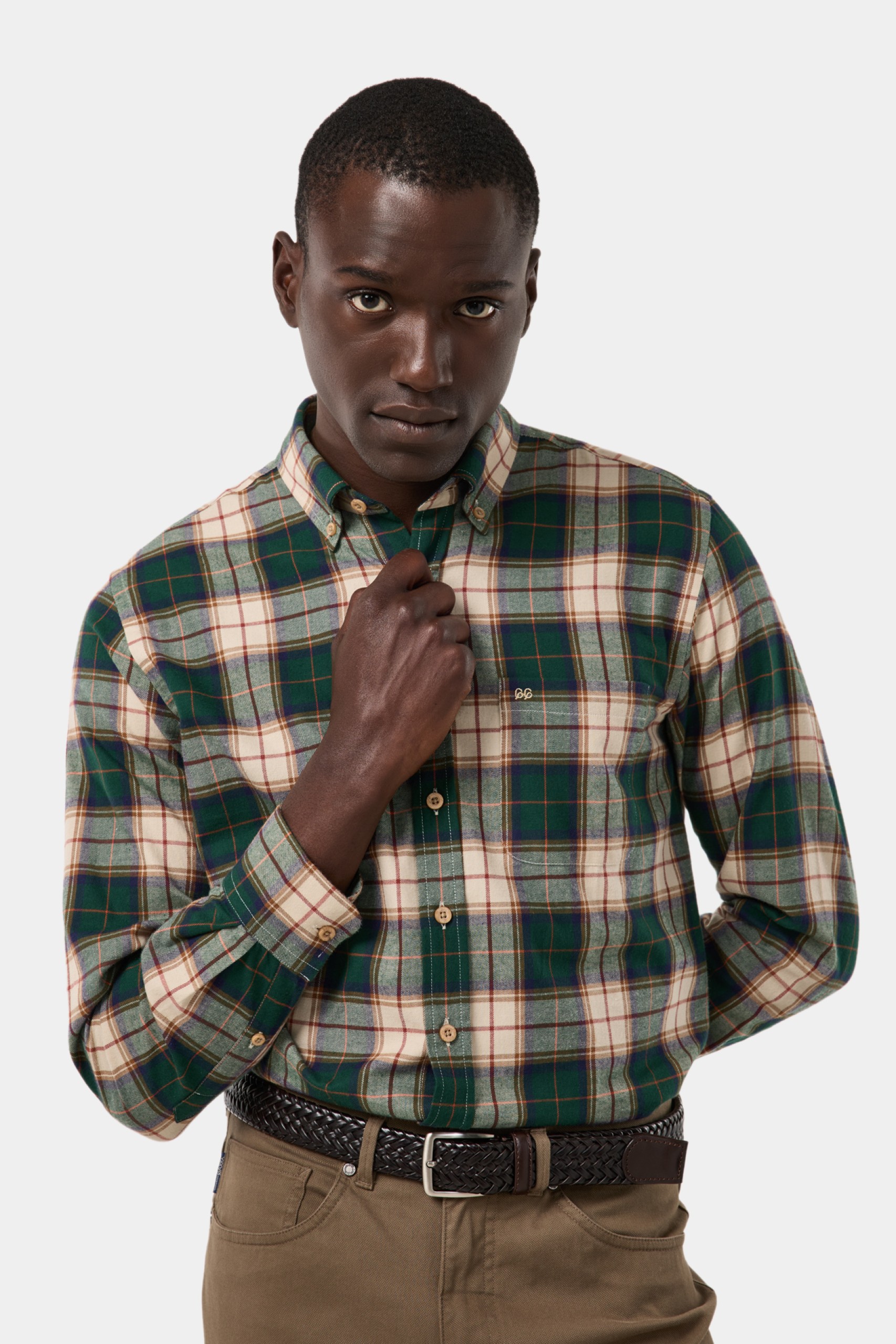 Camisa de franela a cuadros de corte regular