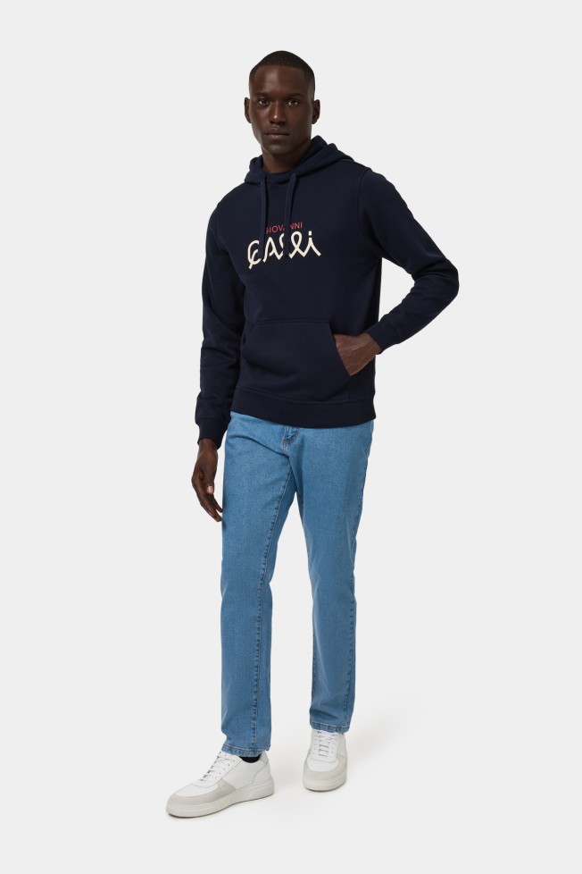 Camisola com capuz em azul-marino Camisola com capuz em azul-marino