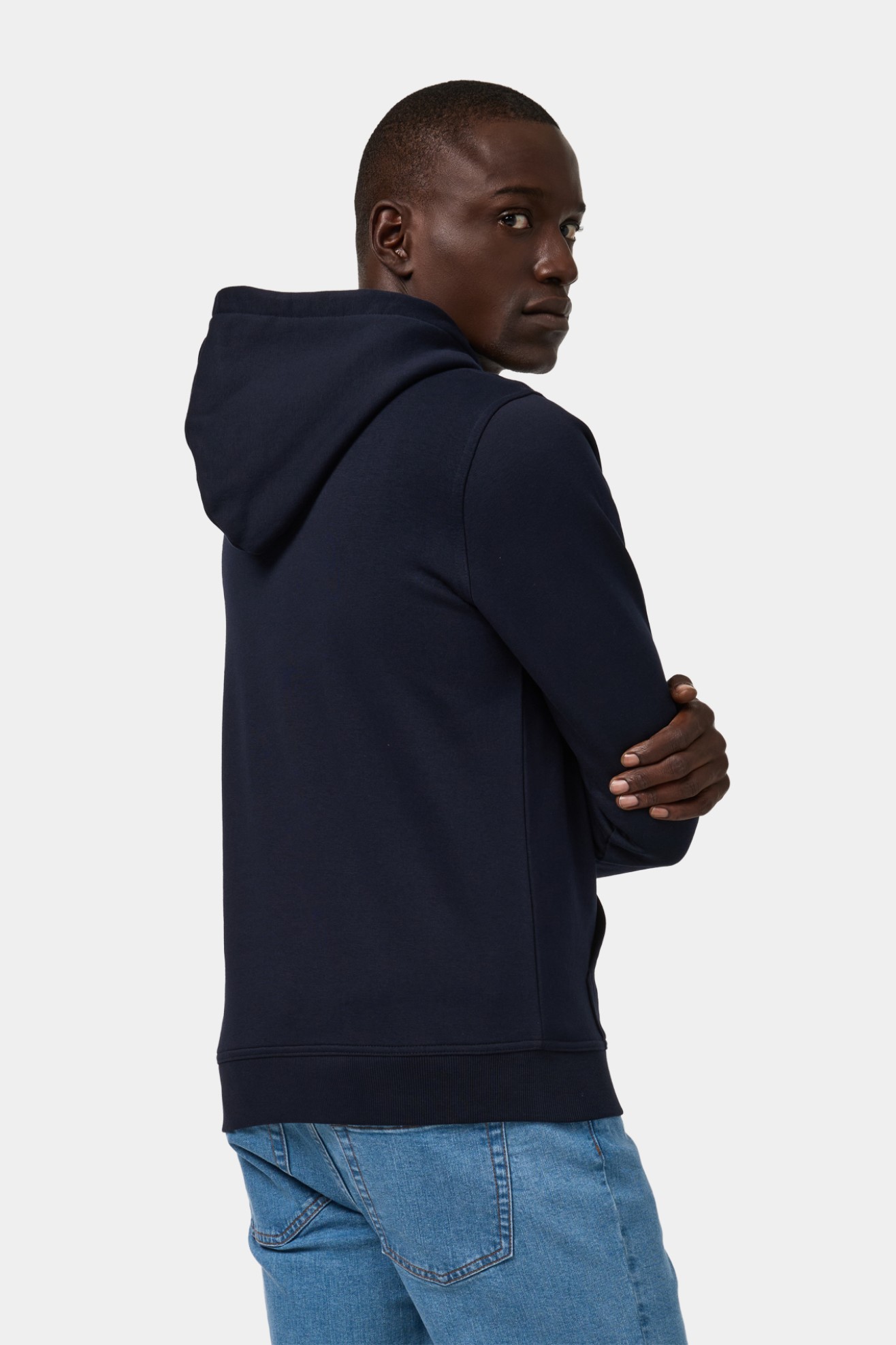 Camisola com capuz em azul-marino