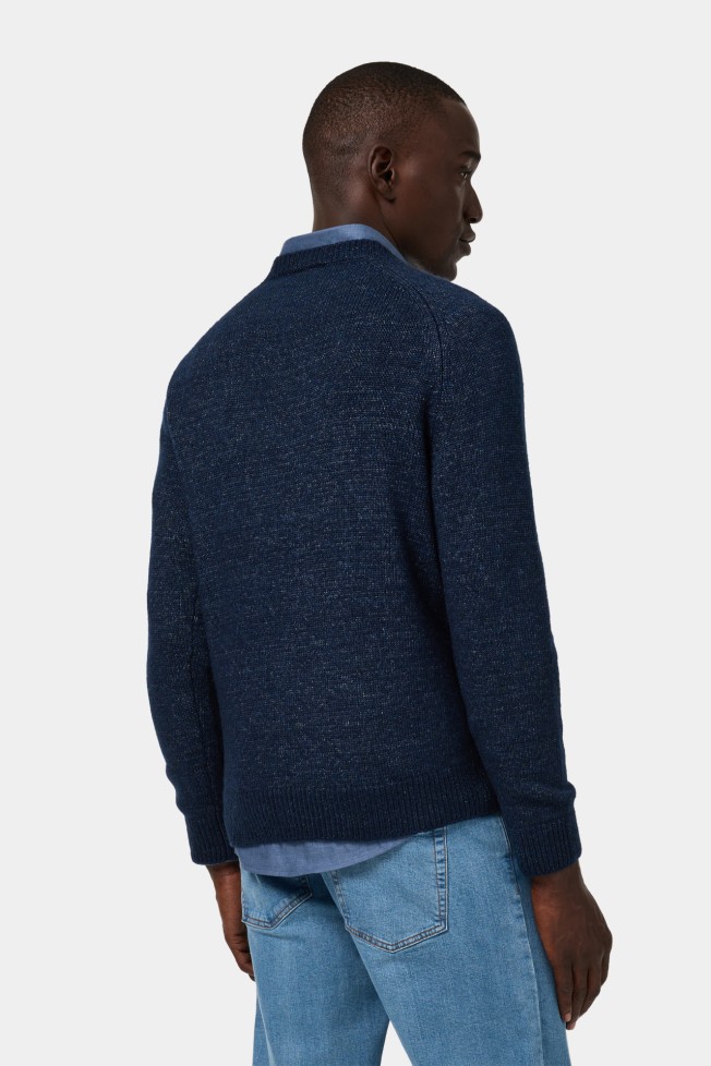 Camisola de malha tricotada em azul Camisola de malha tricotada em azul