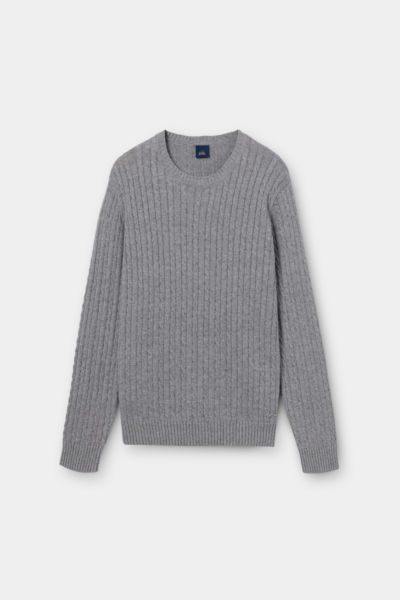 Camisola de malha entran�ada cinzenta