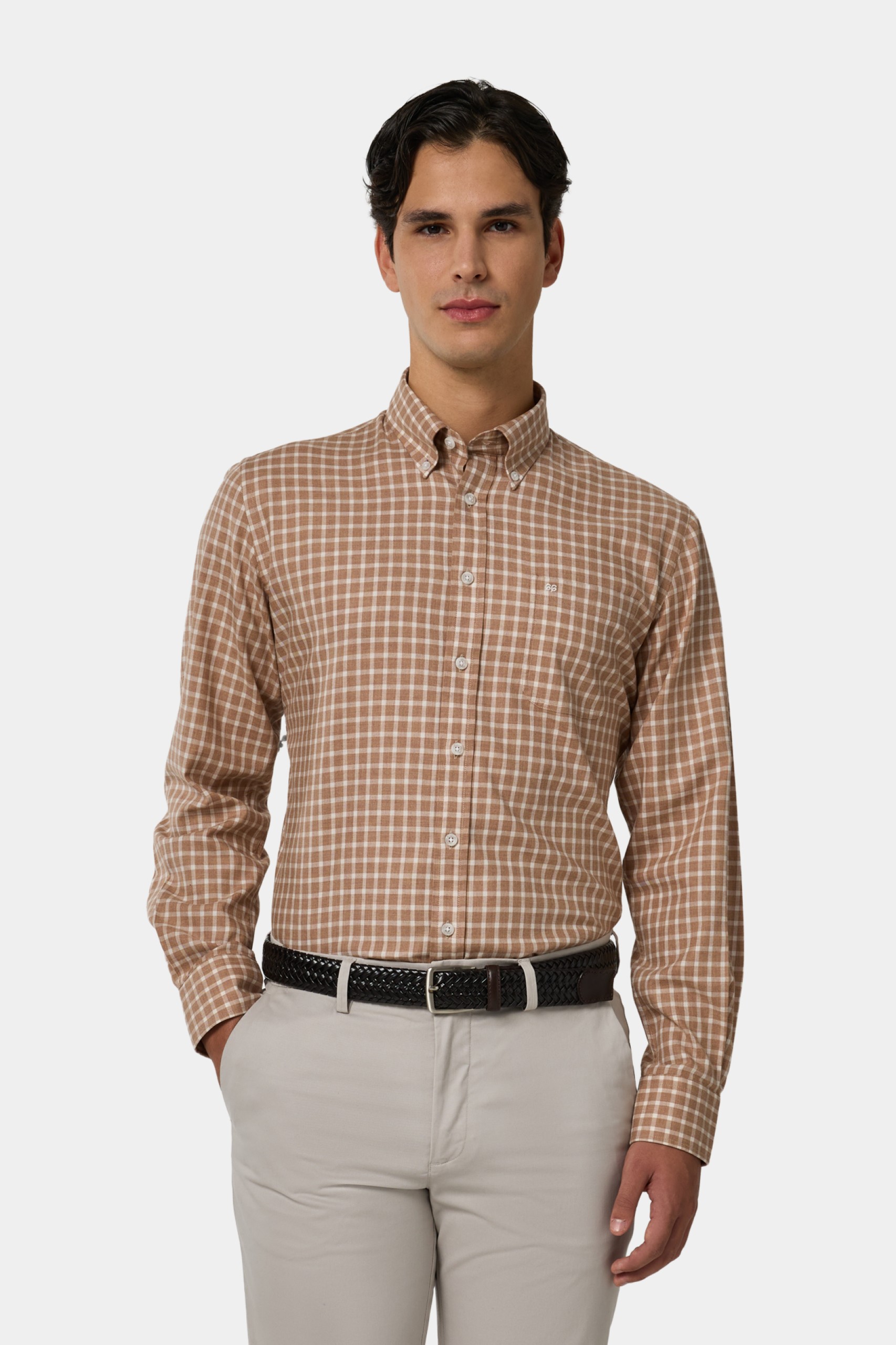 Camisa de cuadros de corte regular en algodón