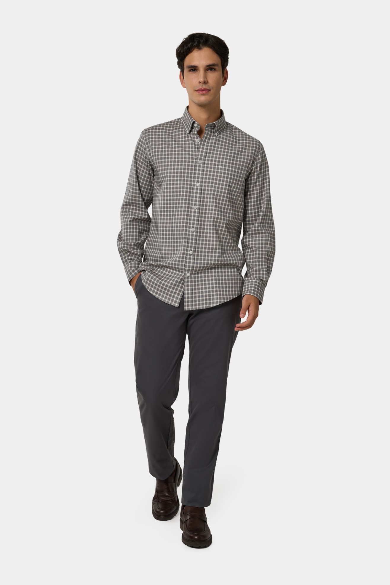 Camisa de cuadros de corte regular en algodn