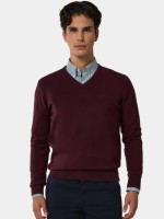 Camisola decote V com l� vermelha