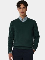 Jersey de cuello en V con lana verde