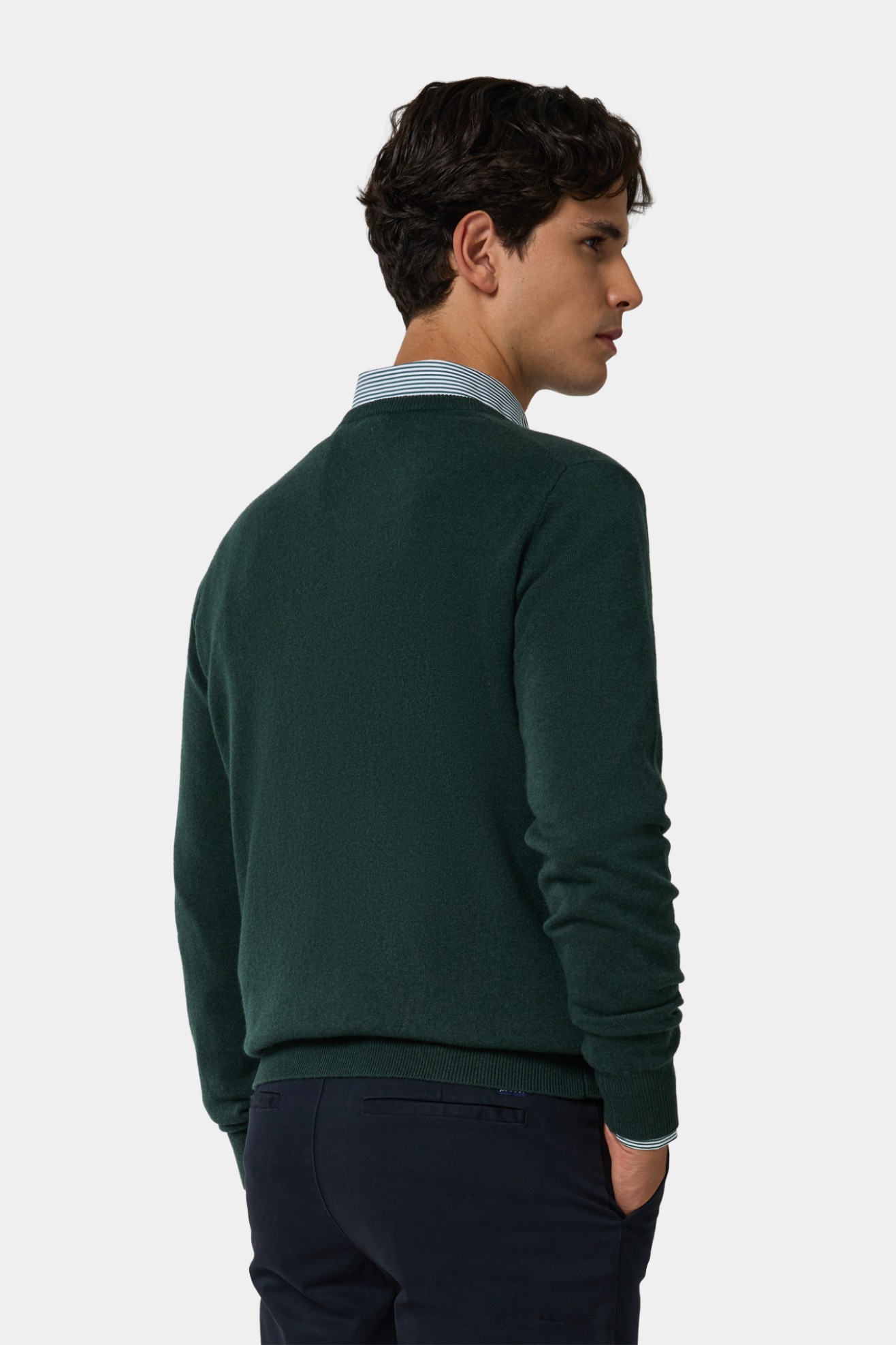 Camisola decote V com l� verde